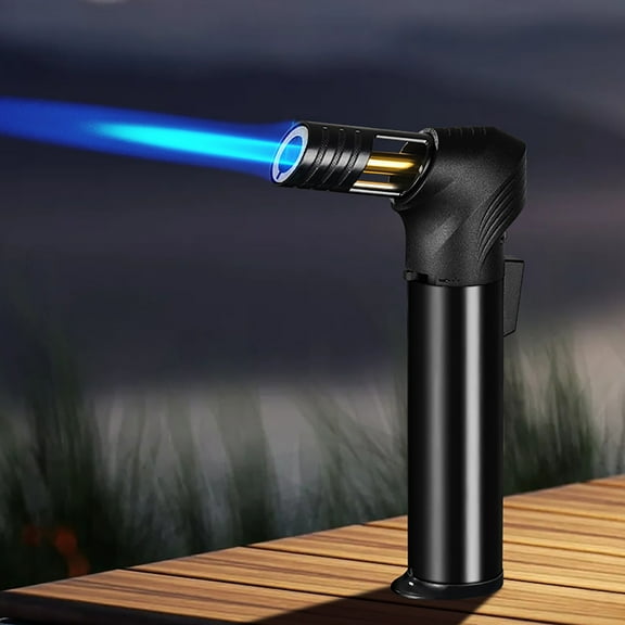 Encendedor de llama ajustable, resistente al viento, recargable, portátil, de metal, para velas, chimeneas y barbacoas.