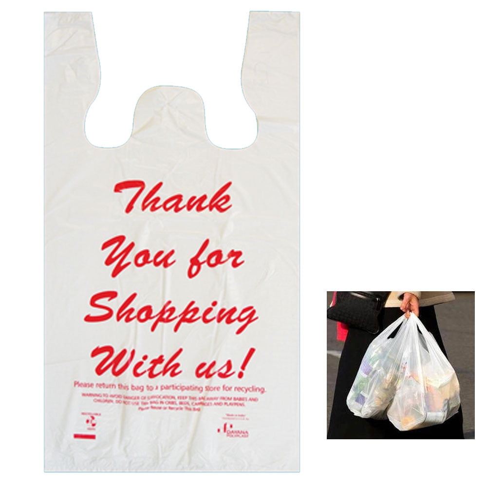 600 Pc T-Shirt Plastic Thank You Grocery Bag Store Shopping Recyclable Carry Out - www.strongerinc.org ...