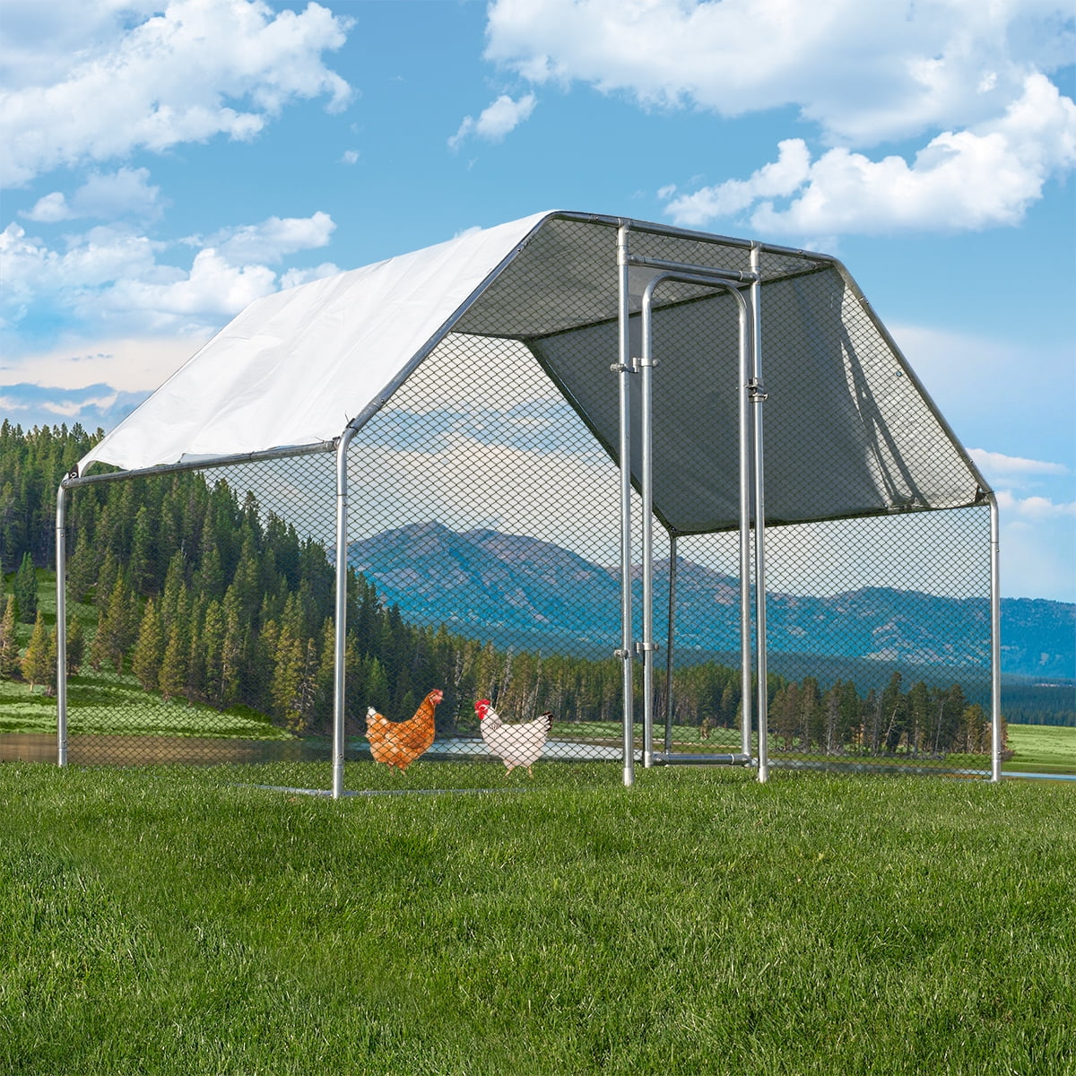 Stark Walkin Chicken Coops Hen Run House Cage with Roof Cover Farm Poultry Cage (6' L x 9' W x