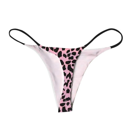 

QWERTYU Stretch T-Back G-String Thongs for Women Print Panties Low Rise Sexy Underwear Tangas Pink M
