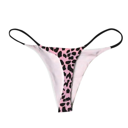 

DNDKILG Stretch Tangas T-Back Low Rise Panties for Women Underwear Sexy Print G-String Thongs Pink 2XL