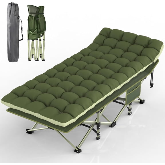 Camping Cot, Folding Camp Bed for Adults with Soft Thicker Cushion