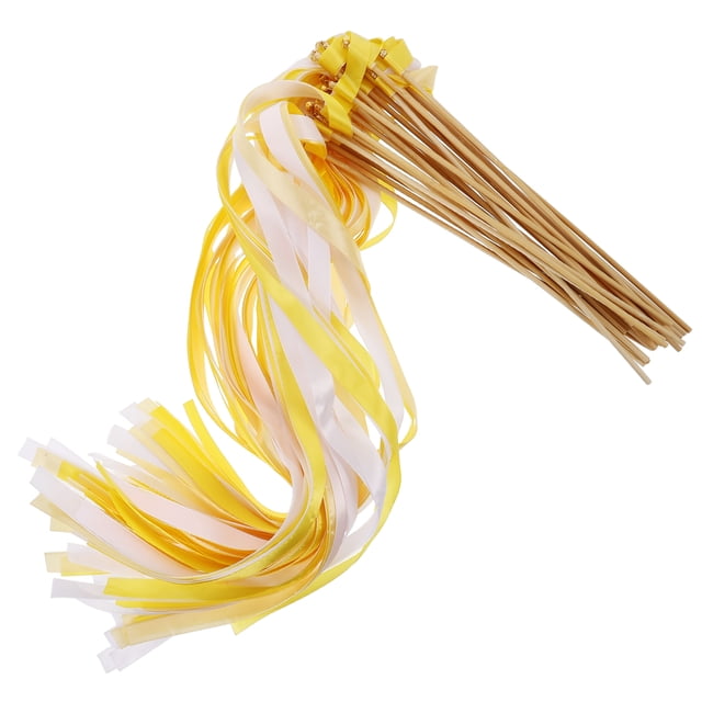 30pcs Ribbon Stick Wand Party Streamers With Bell For Wedding Flower Girls Party Activities Birthday Photo Props