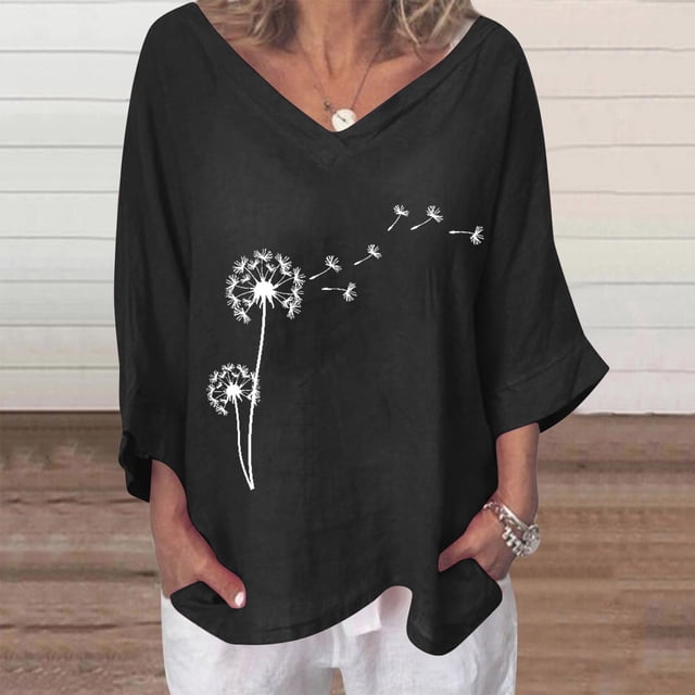 Hauts Décontractés pour Femmes Mode T-shirt Blouse d'Été pour Femmes à Col en V à Manches Courtes Imprimé Décontracté Hauts Décontractés pour Femmes en Liquidation