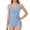 Light Blue, variant on Twist Front Side Tie Girls One Piece Swimsuit, Textured Cute Bathing Suit for Summer Beach Pool,13-14 Years