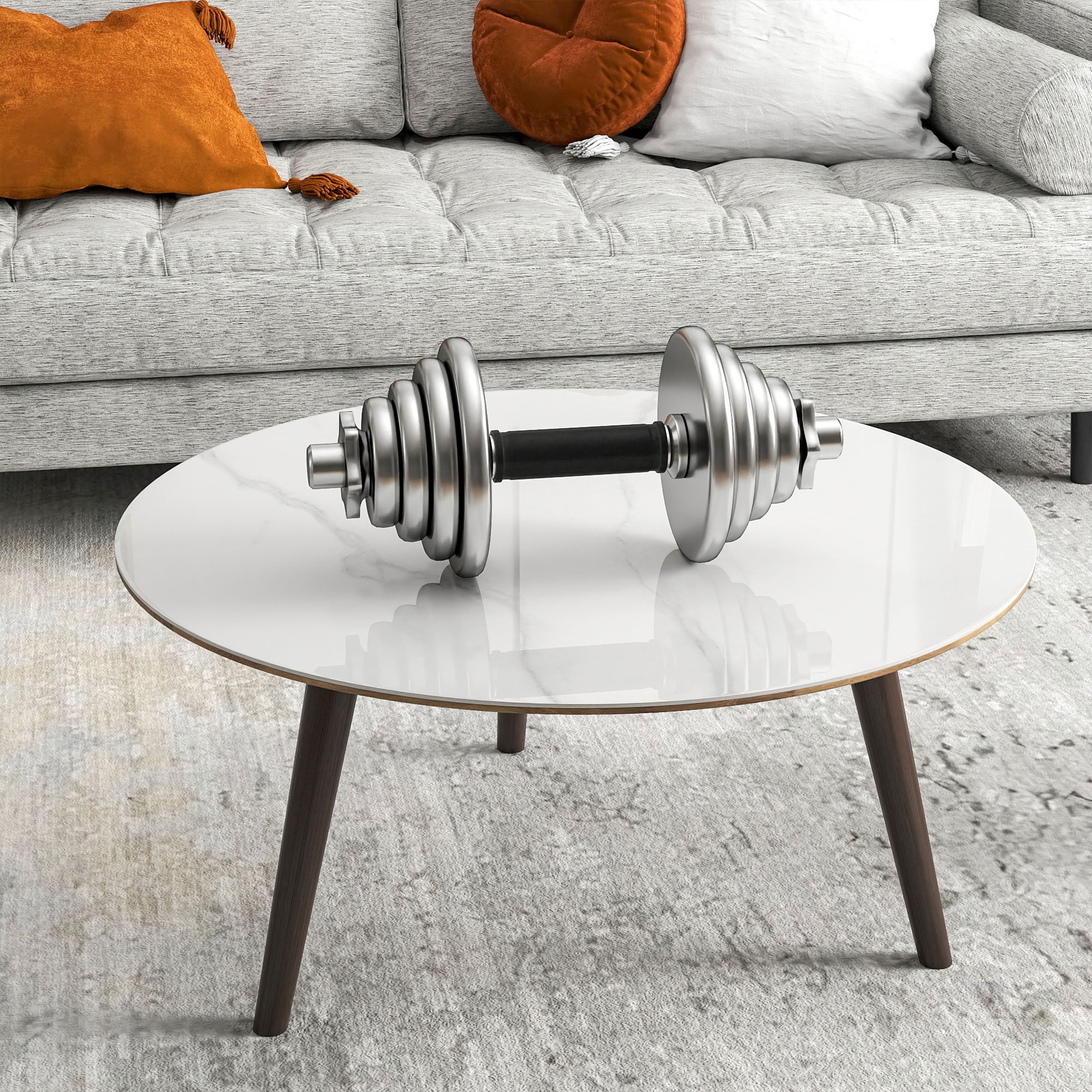 MAYEERTY 30in Round Tempered Glass Table Top, 0.31in Thick White Marble Print DIY Replacement Table Cover, Heat Scratch Proof Desktop for Indoor Outdoor Coffee Patio Dining Table