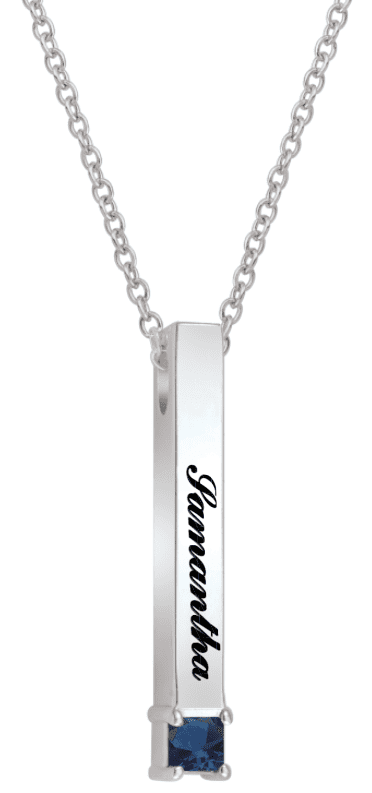 Personalized Bar Pendant with Birthstone for women and teens in 10k Gold by Jewlster
