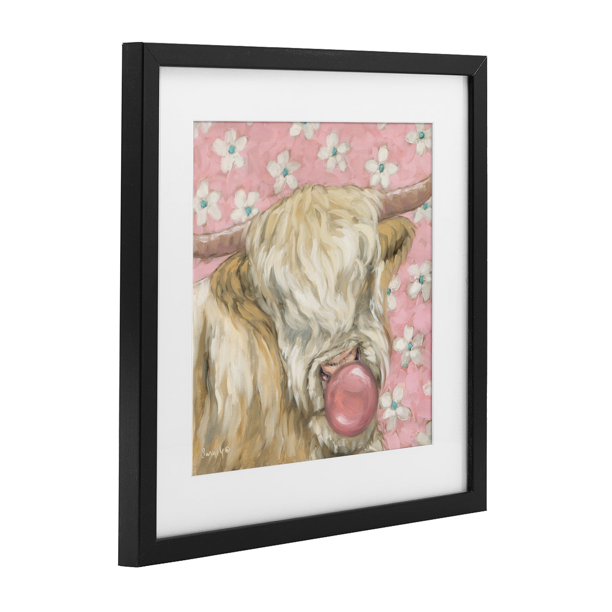 Stupell Industries Bubblegum Cutie Cattle Black Framed Print Under Glass, design by Sara G. Designs