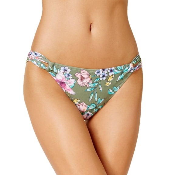 Hula Honey Women’s Tropic Romance Printed Swimsuit Bikini Bottoms (Dark Green, L)