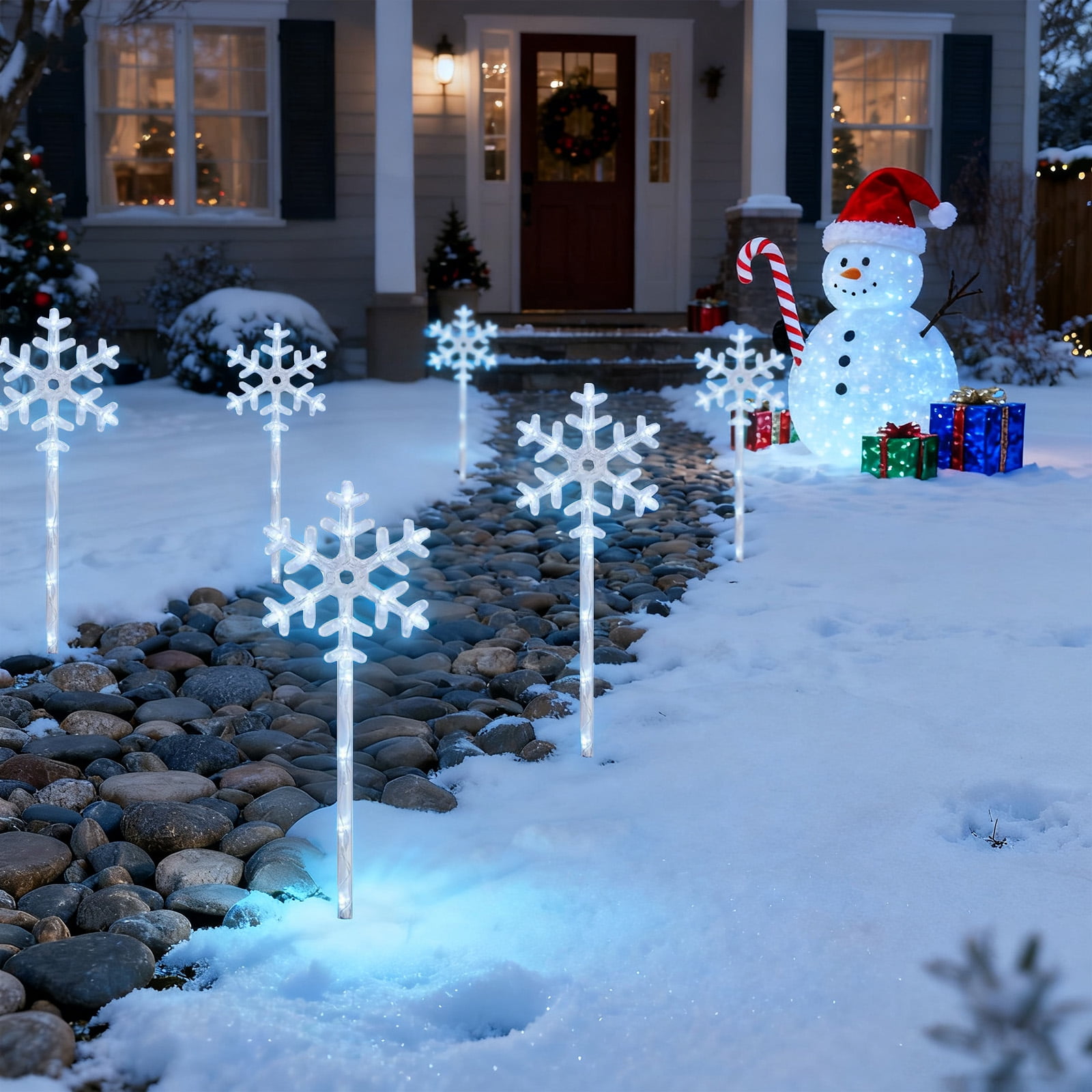 Solar Christmas Lights Outdoor Decorations,Solar Powered Snowflake Lights,Waterproof Xms Garden Stake Lights Outdoor Christmas Decorations for Patio Y