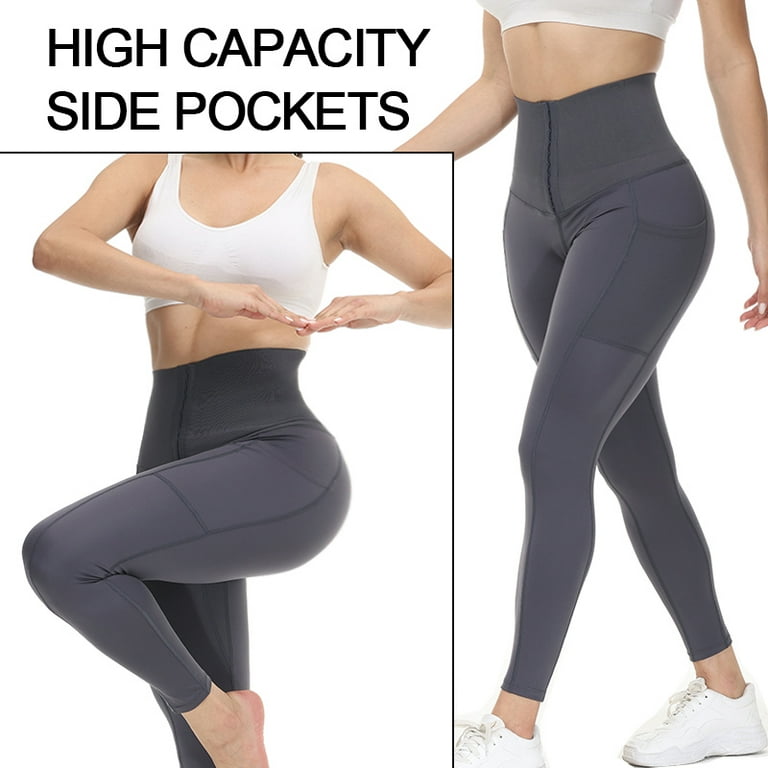 POP CLOSETS Tummy Control Leggings Womens High Waisted Corset Yoga Butt  Lift Workout Compression Pants Postpartum Shapewear with Pockets