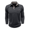 thumbnail image 4 of Yusimy Mens Solid Color Long Sleeve Shirts Casual Classic Button Collar Golf Shirt with Pocket Breathable Fall Clothing, 4 of 7
