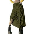 thumbnail image 2 of Liacowi Women Juniors Long Skirt Ruched Tie-Up Bandages Cutout Holes Punk Skirt with Pocket Streetwear, 2 of 8