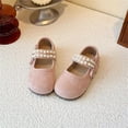 thumbnail image 2 of Bxsruta Toddler Girl Shoes Mary Janes Pearl Beaded Flat Dress Shoes for Kids, 2 of 8