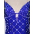 thumbnail image 6 of Aislor Women Rhinestones Feather Dacne Leotard Sleeveless Ballet Unitard Cocktail Party Dress Stage Wear Blue M, 6 of 7