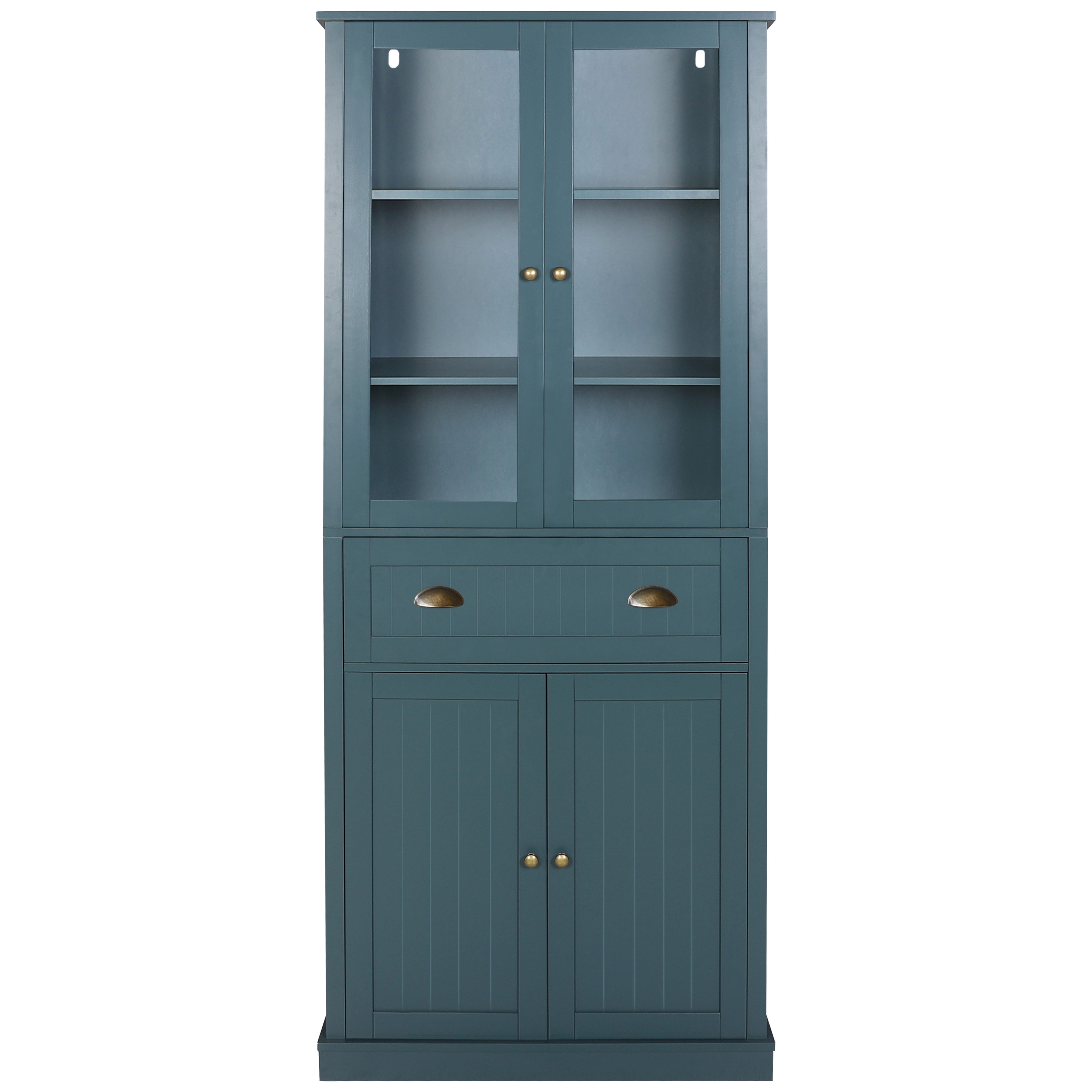 VEIKOUS 72'' Kitchen Pantry Storage Cupboard with Glass Doors