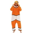 thumbnail image 2 of Clownfish Costume Adult Animal Onesie Pajamas Halloween Cosplay Hooded Homesuit Jumpsuit for Women Men, 2 of 6