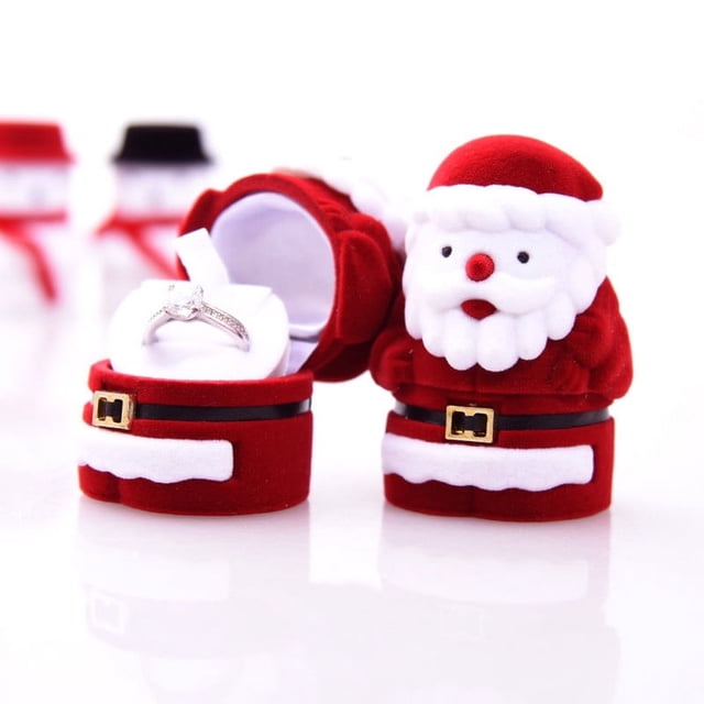Puntoco Joyero con anillo y pendientes de Papá Noel Joyero clásico de Papá Noel Anillo Collar Joyero Liquidación de adornos de decoración interior y exterior en Navidad