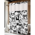 thumbnail image 2 of No Hook Shower Curtain with Snap-in Liner, Paris Tower Waterproof Fabric Bathroom Curtains, Vintage Architectural Hand-Painted Aesthetic Bath Curtains & Mesh Top Window 60"x72", 2 of 9