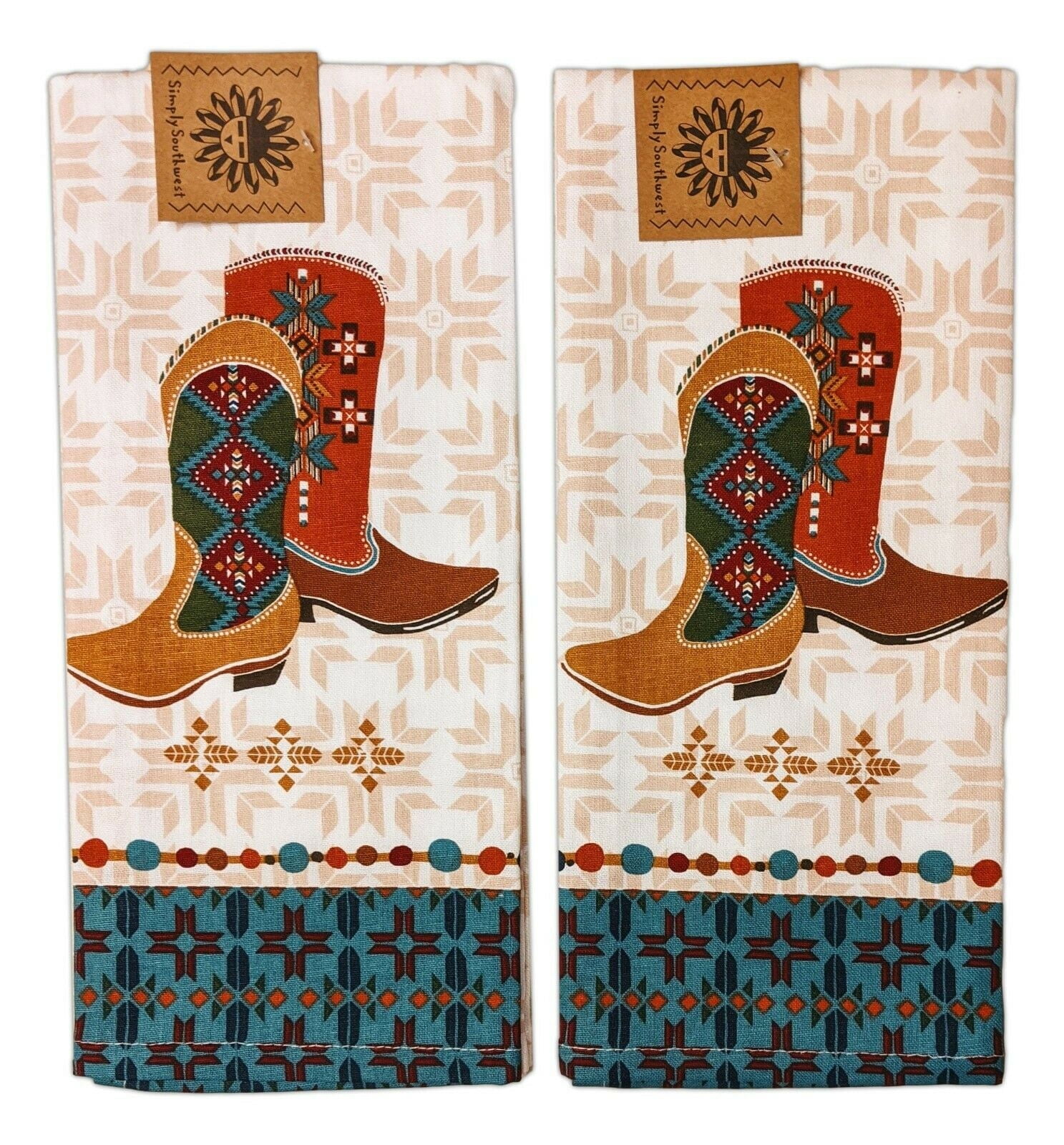 Set Of 2 Pinecone Trails Black Bear Kitchen Towels - 100% Cotton Terry By Kay Dee