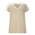 thumbnail image 5 of ALLLIST Cute Summer Tops for Women Yellow V-Neck Hollow Short Sleeve Lace Solid T-Shirts T Shirts for Women XXXXL, 5 of 6