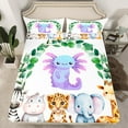 thumbnail image 3 of Feelyou Dreamy Axolotl Animal Twin Sheet Sets, Cartoon Cheetah Elephant Zebra Lover Twin Fitted Sheet, Teens Kids Boys Girls Flat Sheet, Ultra Soft Bedroom Decor, 3 Pieces, 3 of 8