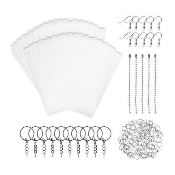 Heat Shrink Plastic Sheets Pack, Include Blank Shrinky Art Film Paper 125 PCS Keychains Accessories for DIY Ornaments,1 * Shrink Plastic Sheets set,As Shown