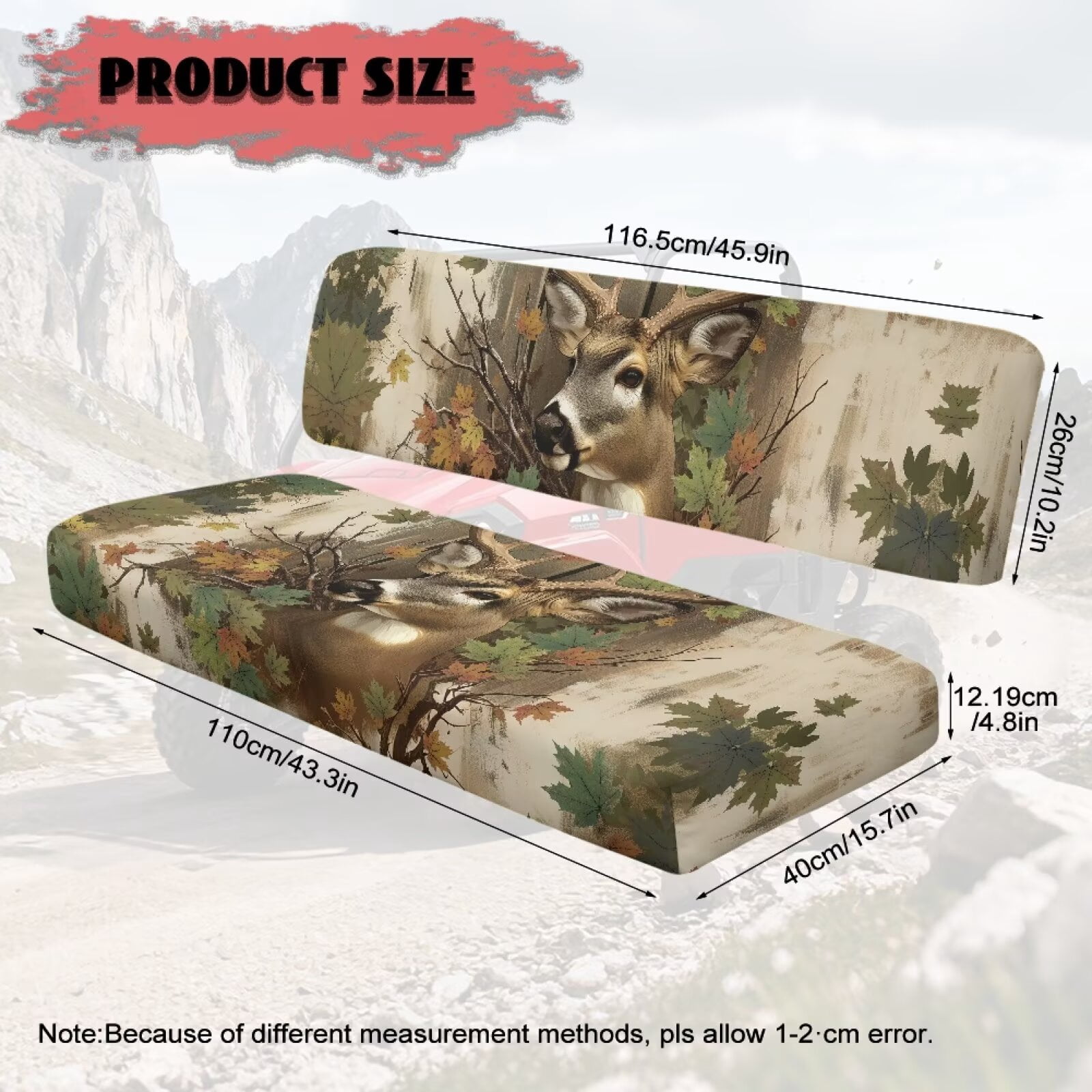 Uorisanigo Mule Seat Cover Non-Slip Camo Deer Hunter UTV Front Bench Seat Cover Compatible with Kawasaki Mule 3010 4x4 Hardwoods Green HD 2004-2008 Replacement UTV Accessories