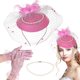 thumbnail image 1 of 1 Set Fascinator Hat Necklace Set Tea Party Hat And Gloves Set for Women Prom Banquet, 1 of 3