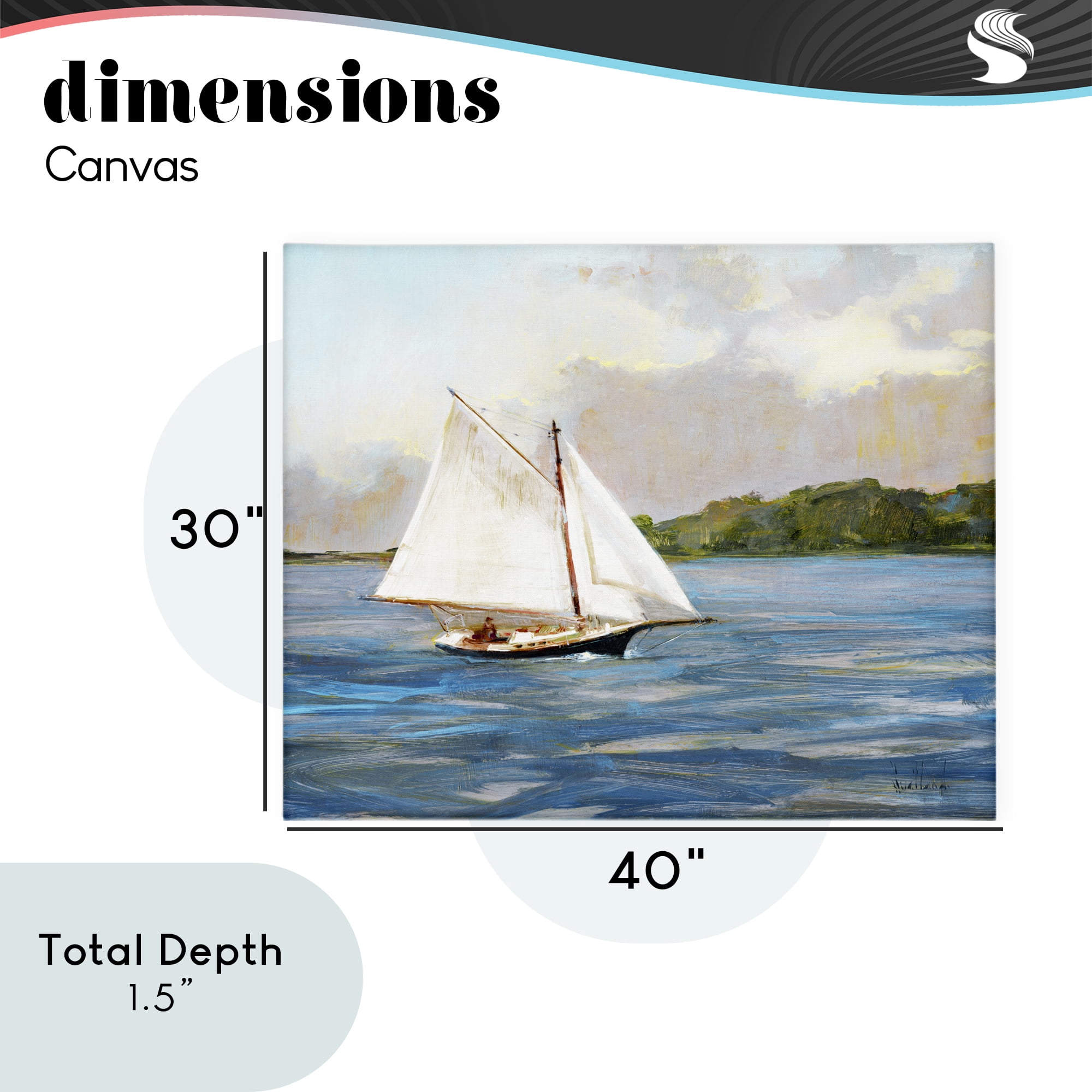 Stupell Industries White Sailboat on Calm Blue Sea Canvas Wall Art, design by Katie Swatland