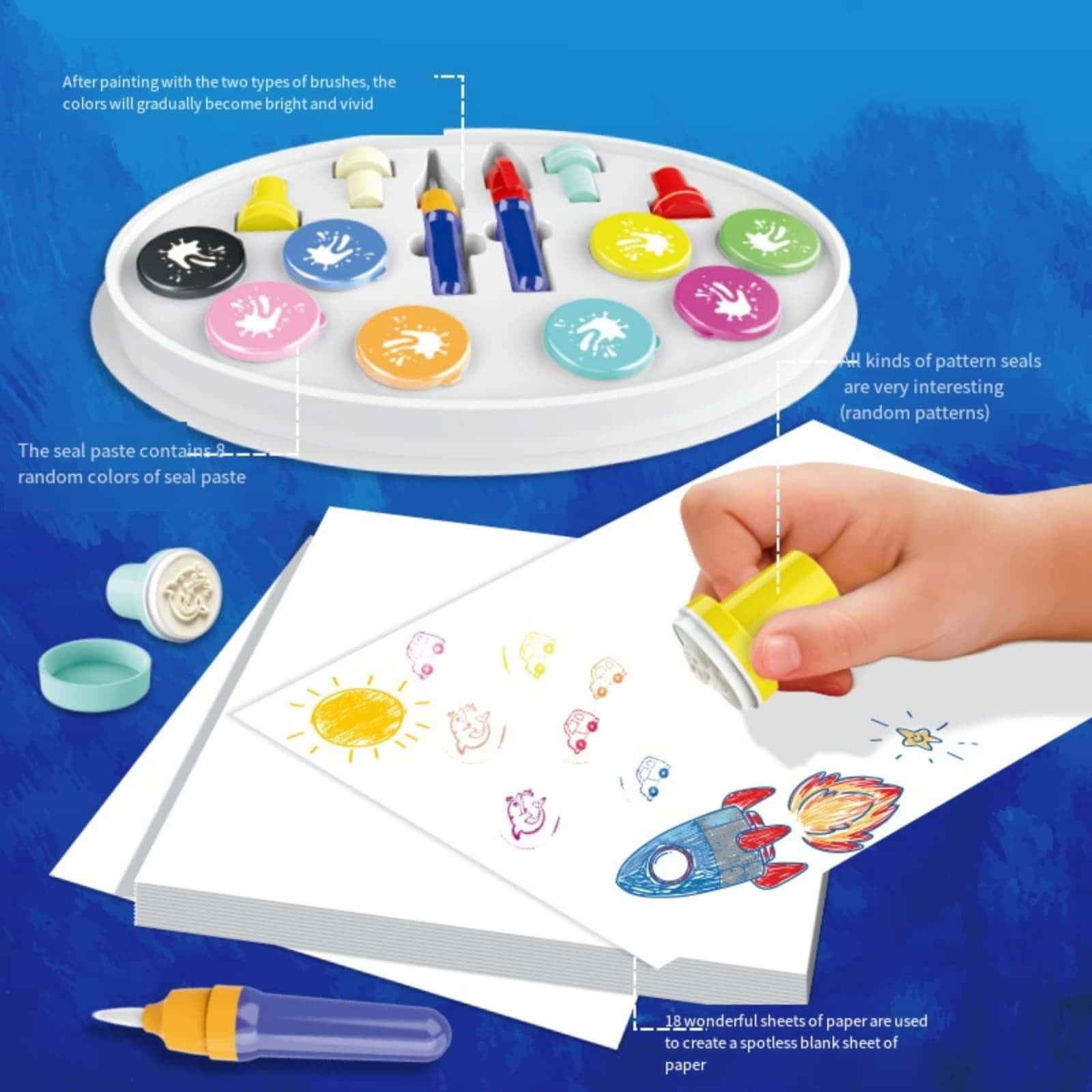 fsxdhpcsgfc Watercolor Pens Watercolor Brush Markers | Pen With Stamp For Art Coloring Kids Girls Drawing Parent Child Activities Teaching（30ml） Calm down Preschool Matching Game for Toddlers 2-4