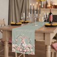 thumbnail image 2 of Easter Bunny Table Runner, Cute Rabbit Rose Floral Country Leaves Plants Green Cotton Linen Table Runners 70 Inches Long, Dresser Scarf Runner for Dining/Kitchen/Coffee/TV Stands/Cabinets 13''x70'', 2 of 9