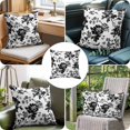 thumbnail image 4 of Throw Pillow Covers, Black Floral 26x26 Pillow Covers for Couch/Sofa/Bed, Country Retro Flowers Botanical Retro Art Decorative Square Linen Cushion Pillowcase for Home Decor, 4 of 9