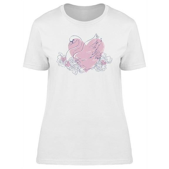 Swan And Flowers Sketch T-Shirt Women -Image by Shutterstock, Female Small