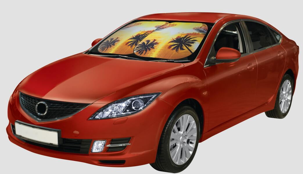 Auto Drive 2 Count Yellow Twist Sunshade of Product Size 28.5'' x 31.5''