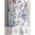 thumbnail image 5 of Blue Brown Spring Floral Sheer Curtains 45 Inch Length 2 Panels Set, Summer Botanical Art Voile Window Treatment Rod Pocket Small Kitchen Curtains Drapes for Bedroom 52"x45"x2, 5 of 7