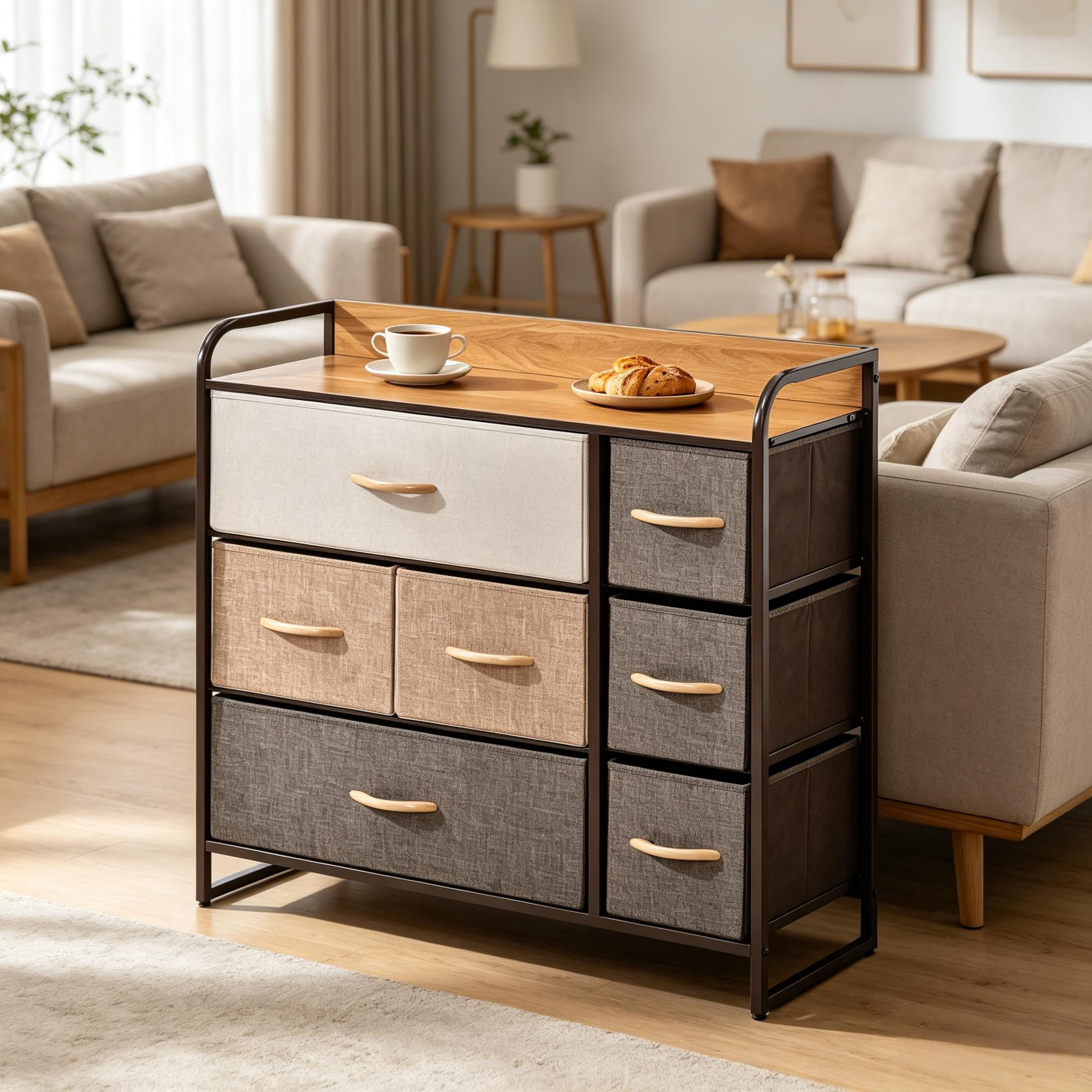 Modern Storage Cabinet with Open Top Shelf,Vertical Chest of Drawers,Stylish Floor Cabinet,Storage Dresser