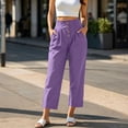 thumbnail image 2 of Ruimatai Womens High Waist Button Front Pleated Capri Pants Pockets Straight Leg Casual Trousers, 2 of 8