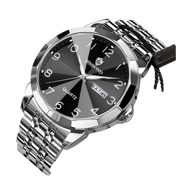 Resicozy Mens Watch Men’s Quartz Watch Stainless with Date Window for Business Work Sport Casual Elegant Gifts Black