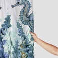 thumbnail image 3 of Chilfamy  Nautical Coastal Shower Curtain Seahorse Starfish Coral Seashell Blue Ocean Beach Underwater Marine Life Home Decor Fabric Bathroom Curtain Set with Hooks White, 3 of 7
