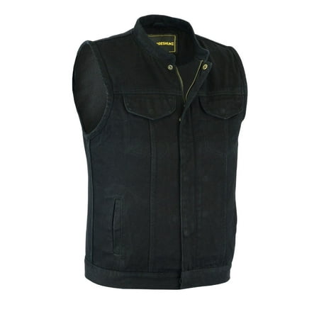 Men's Motorcycle Biker Denim SOA Club Style Vest with Dual inside Gun Pockets