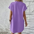thumbnail image 4 of Women Soft T Shirt Dress Short Sleeve Casual Summer Tunic Dress Loose Loose Dress With Pockets Women's Long Casual Dresses Woman Summer Casual Dress Womens Dresses Summer Dresses Midi Length Womens, 4 of 6