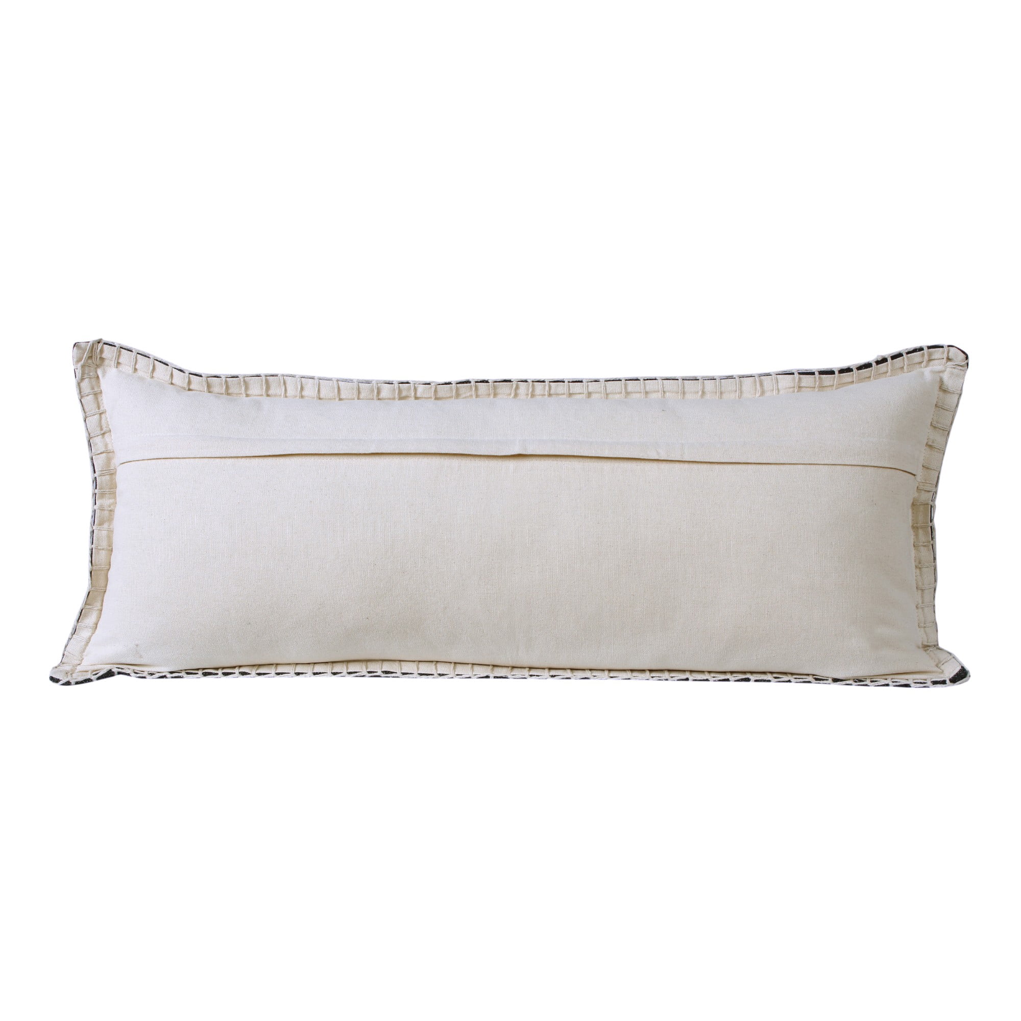 Laddha Home Designs Handwoven Solid Flanged Border Cotton Throw Pillow Cover - 36" - Black