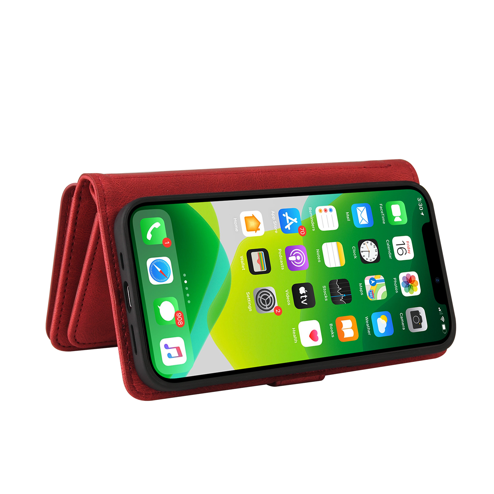 Wallet Case for iPhone 13, Magnetic Zipper Pouch Premium PU Leather with Kickstand Wallet Flip Shockproof Phone Case Wrist Strap Card Slots Holder Pocket iPhone 13,
Red