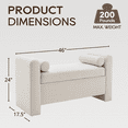 thumbnail image 4 of Upholstered Storage Bench with Roll Pillows, 2 Sizes (57" / 46") & Multiple Colors/Fabrics, Entryway Bench with Lift-Top Storage for Bedroom, Living Room, Hallway, 4 of 10