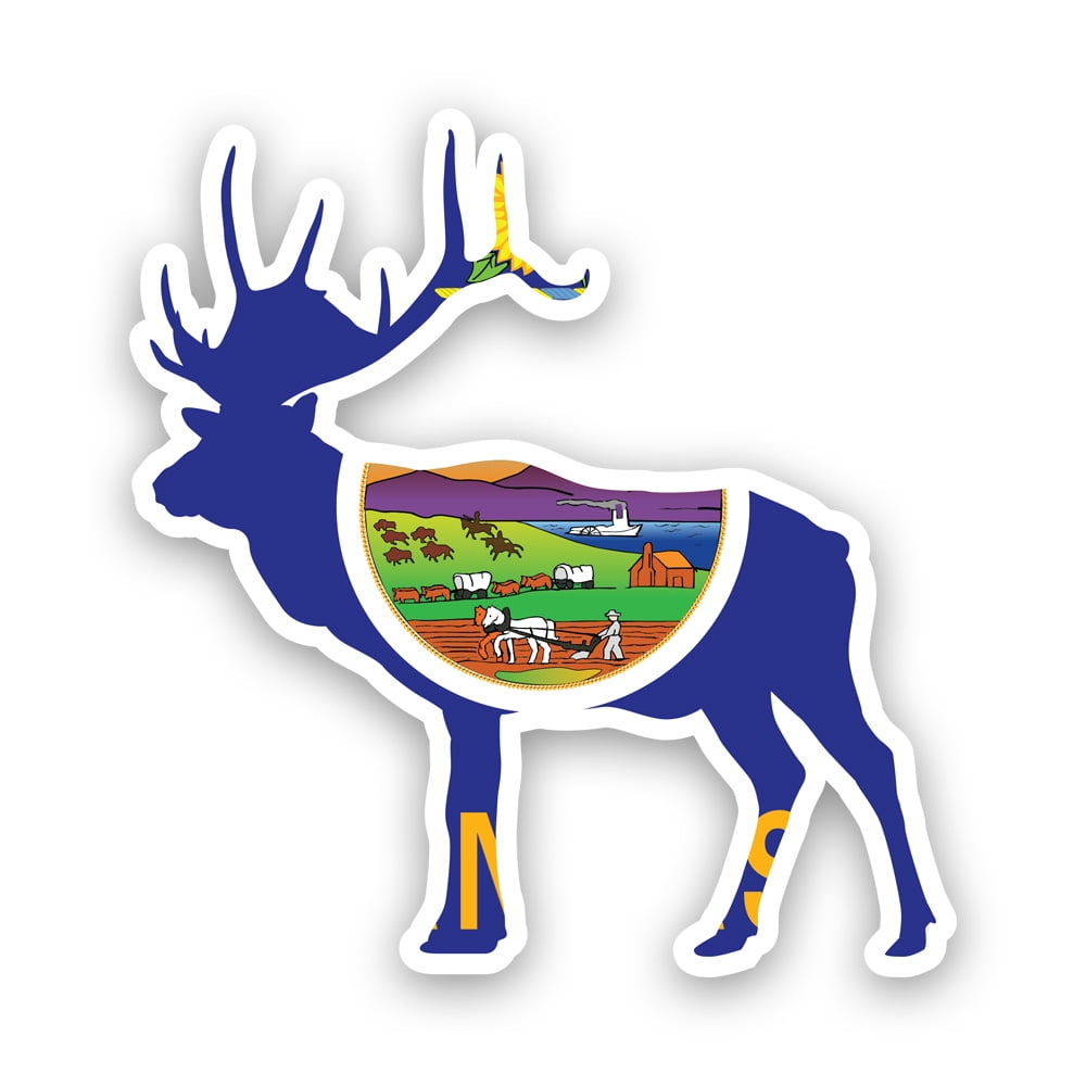 Kansas Deer Shaped Flag Sticker Decal Self Adhesive Vinyl