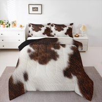 Manfei Fashion Rustic Print Bedding Comforter Set, Vintage Cow Print Twin Comforter Sets, Teen Female Men Adult Reversible Bedding Set, Luxury Bedroom Decor, 2 Pieces