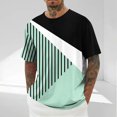 thumbnail image 2 of Jinhomg Casual Tee Shirts for Men 2025 Trendy Color Block Geometric Print T-Shirt Big and Tall Comfy Short Sleeve Crew Neck Tops Daily Wear Men Green XXXL, 2 of 6