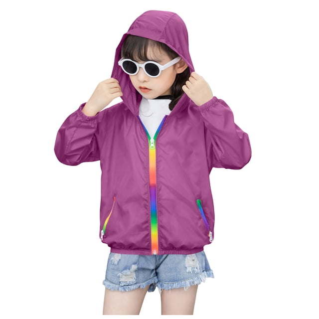 MIASHUI Girls Lightweight Summer Sunscreen Jacket for Kids - Breathable Toddler Outwear with for Outdoor Adventures Purple,2-3 Years