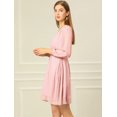 thumbnail image 4 of INSPIRE CHIC Robe en Mousseline pour Femme, Unie, Mignonne, Col en V, Manches Mi-Longues, Fluide, Ligne A, 4 of 6